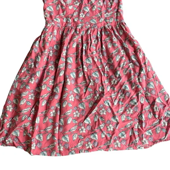Lauren Conrad Coral Bird Print Spaghetti Strap Apron Sundress Size 4 - Picture 3 of 6
